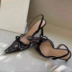 Leopard Print Gothic Lace Bow High Heels High Heel