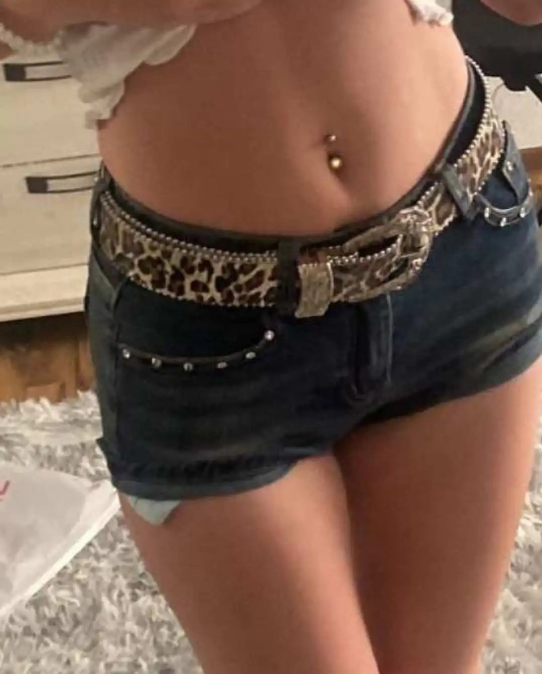 Rhinestone Skull Denim Short Main image