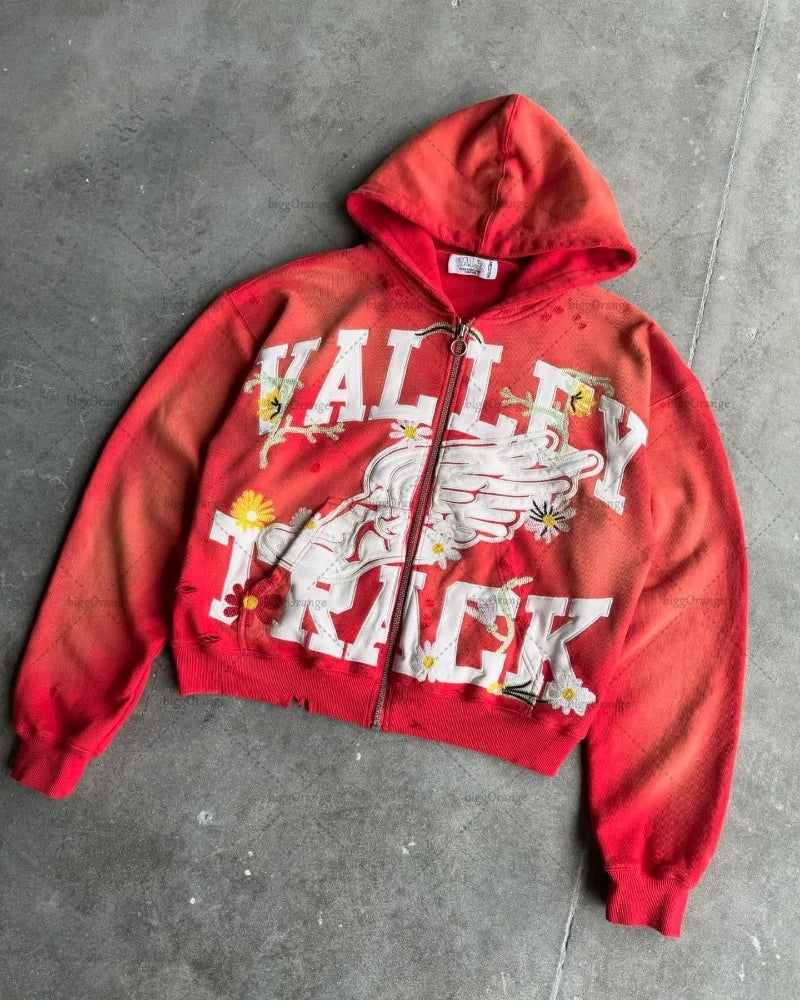 Gothic Letter Oversized Zip Hoodie Main image