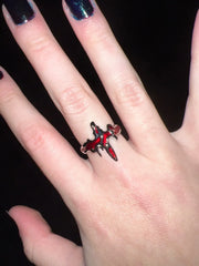 Y2K Gothic Animal Spider Red Crystal Ring