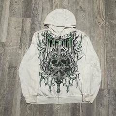 Y2K Gothic Printed Zipper Hoodie