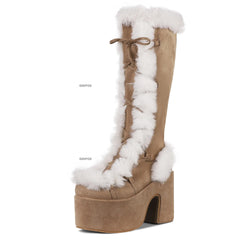 Winter Fur Chunky Heel Platform Gothic Boot