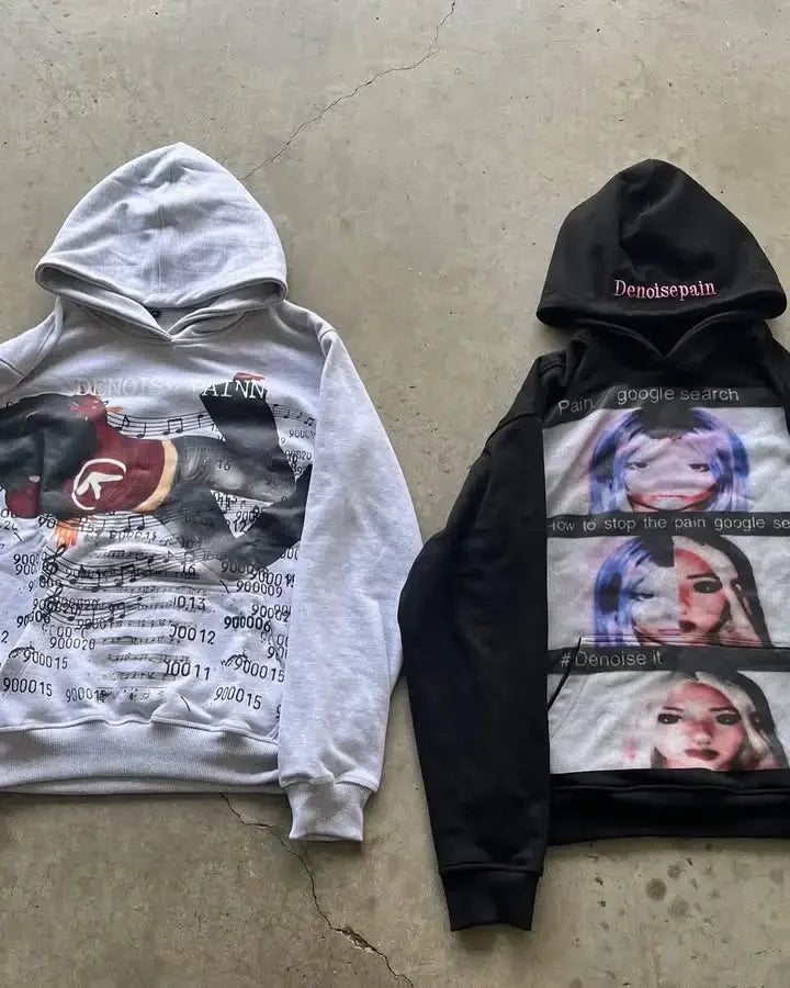Gothic Casual Print Oversized Hoodie