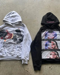 Gothic Casual Print Oversized Hoodie