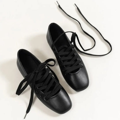 Rivet Metal Buckle Soft Leather Mary Janes Flat