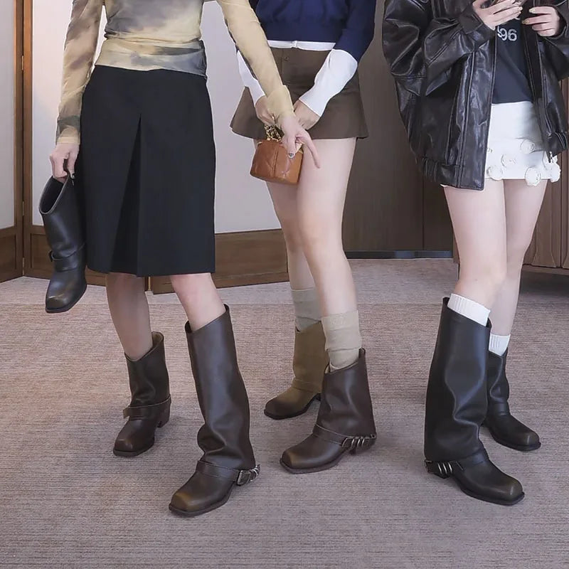 Retro Fashion Black Thigh High Gothic Boot