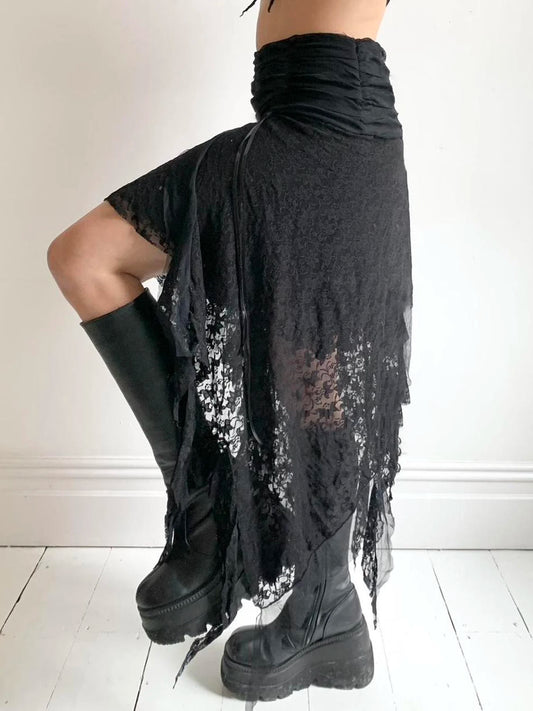 Patchwork Asymmetrical Lace Skirt