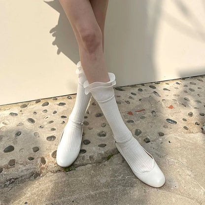 Gothic Ruffled Ballet Leg Sock