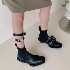 2024 Luxury Block Heel Gothic Ankle Boot