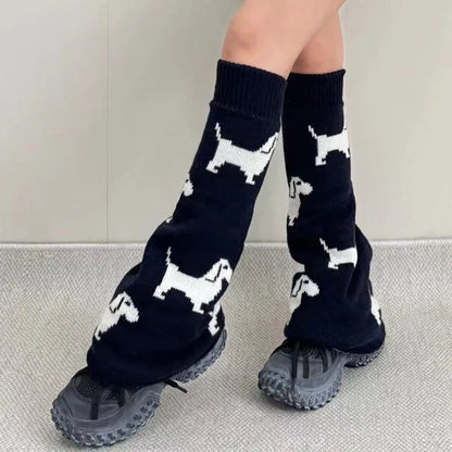 Gothic Dachshund Knit Calf Sock