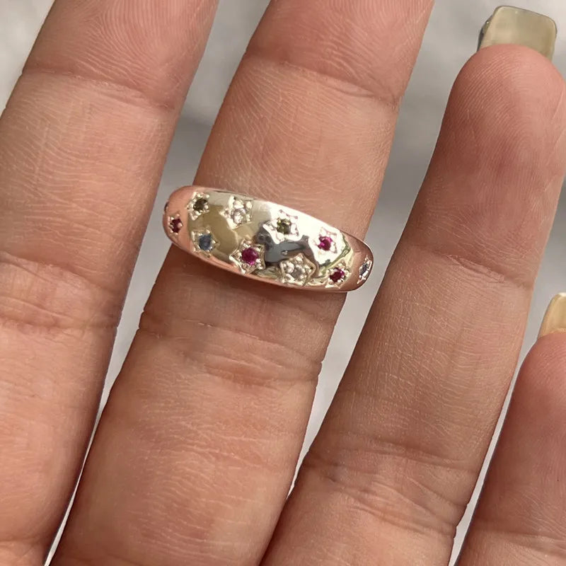 Y2K Crystal Heart Gothic Ring
