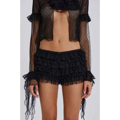 Lace Layered Mesh Bloomer Short