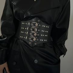 Plus Size Gothic Black Leather Punk Corset Belt