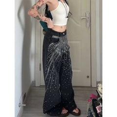 Rhinestone Low Waist Pants