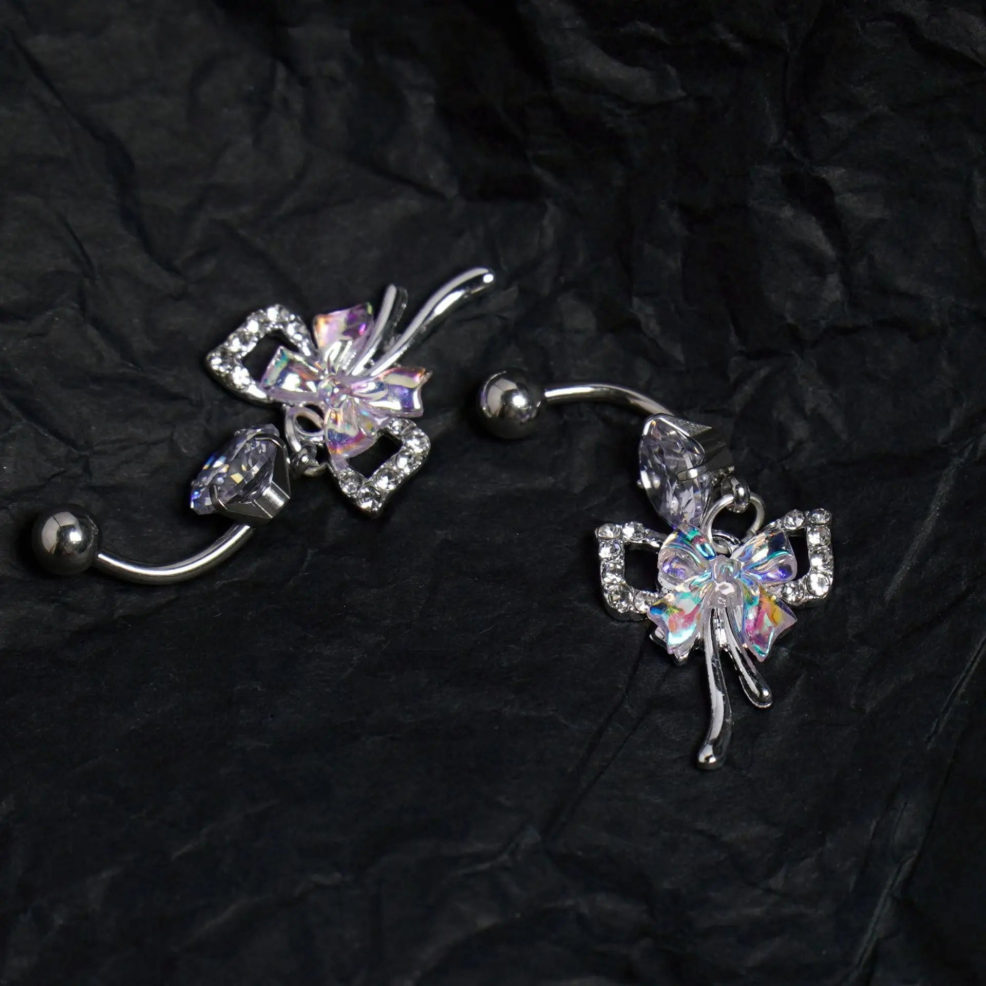 AB Butterfly Moon Pink Gothic Belly Ring Secondary image