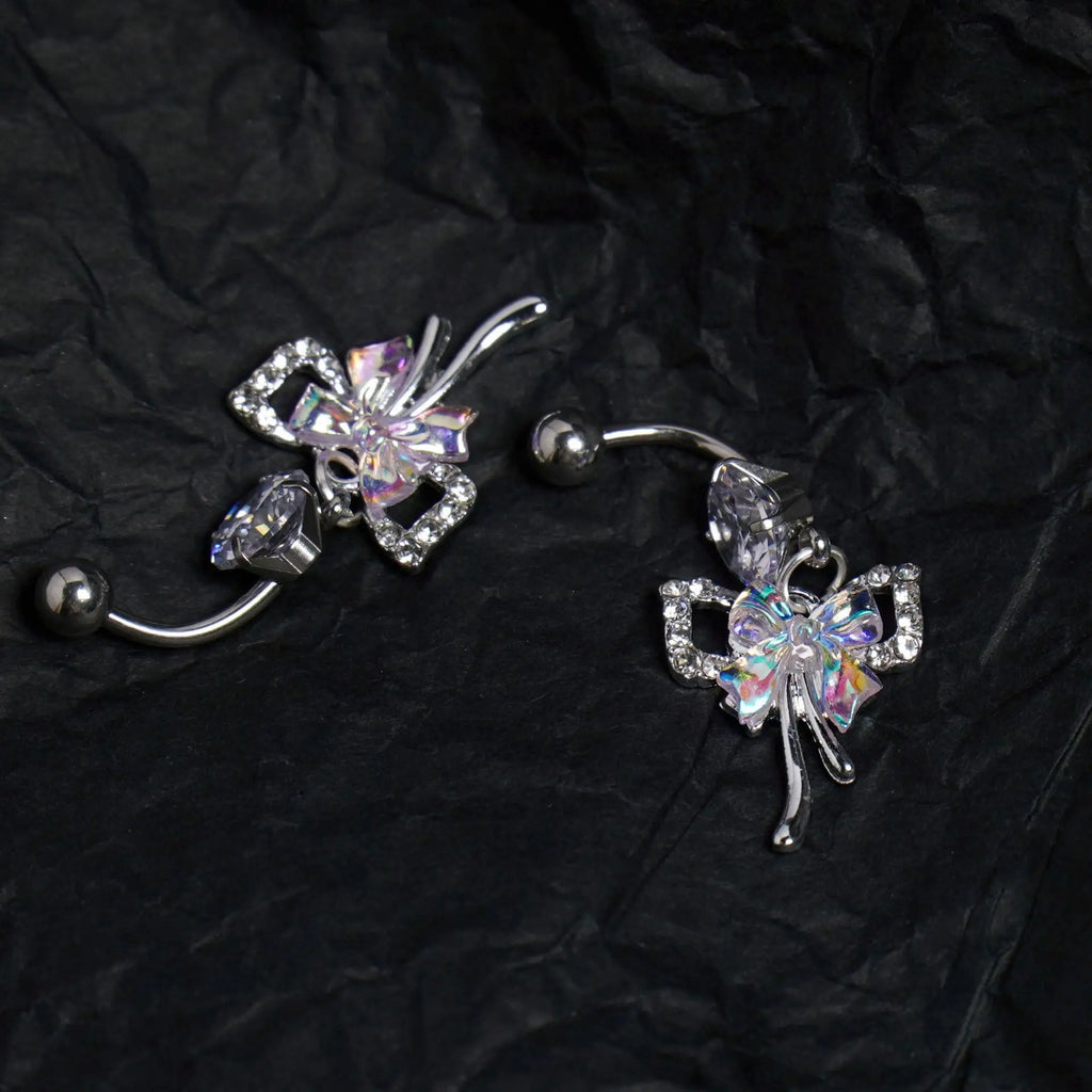 AB Butterfly Moon Pink Gothic Belly Ring