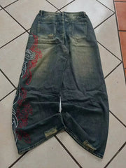 Vintage Pattern Baggy Pants