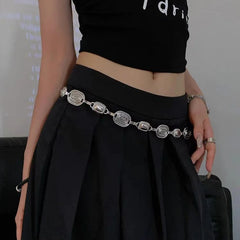 Silver Gothic Retro Waist Chain Belt