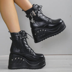 2024 Fashion Punk Goth Platform Wedge Gothic Boot