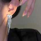 Shiny Hollow Heart Rhinestone Drop Earring