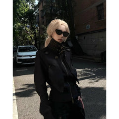 Pure Color Stand Collar Jacket