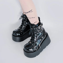 GIGIFOX Platform Gothic Combat Boot