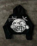 Gothic Rhinestone Sequin Zip Hoodie