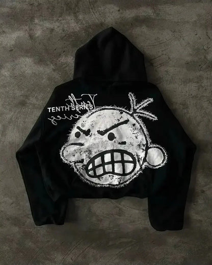 Gothic Rhinestone Sequin Zip Hoodie