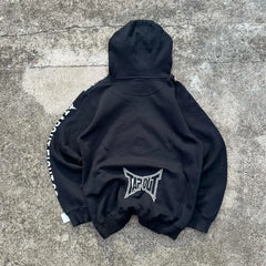 Gothic Retro Letter Print Zip Hoodie