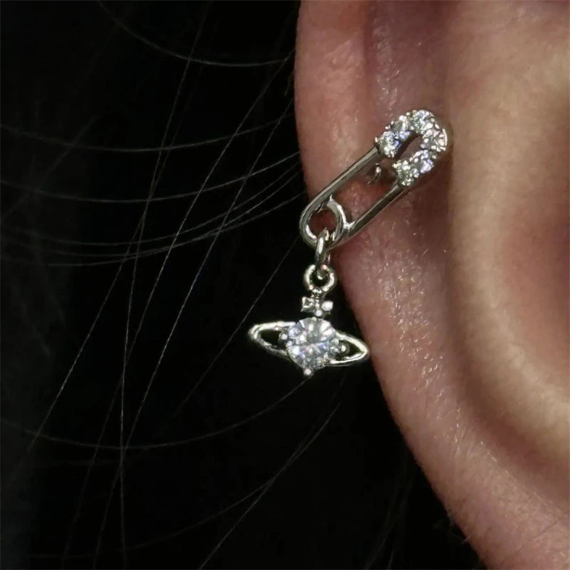 Silver Saturn 316L Stainless Steel Stud Earring Main image