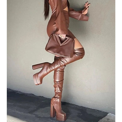 High Heeled Over The Knee Platform Winter Boot