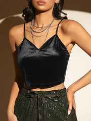 Sexy Butterfly Mesh Velvet Cami Crop Top