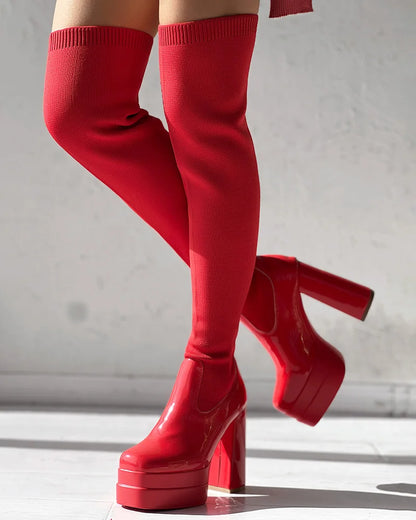 High Heeled Over The Knee Platform Winter Boot