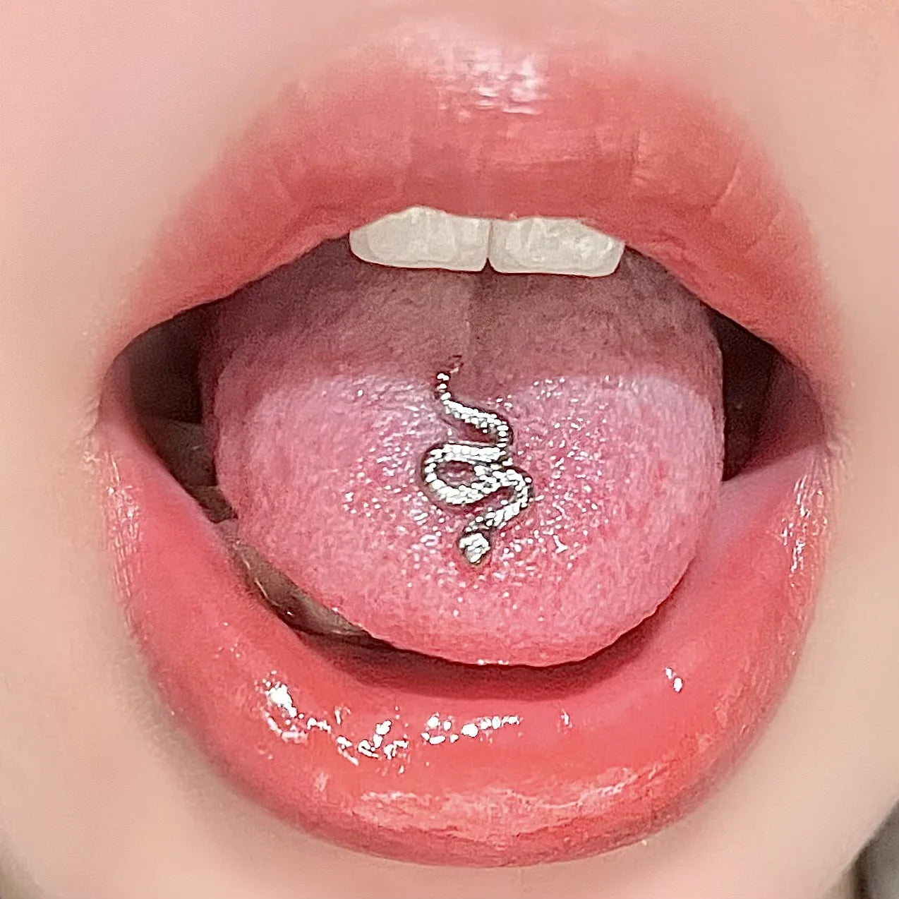 Punk Stainless Steel Snake Animal Tongue Ring Main image