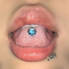 1.6mm Sweet Big Zircon Four Claw Tongue Ring