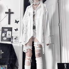 Gothic Metal Accent Tie Blouse