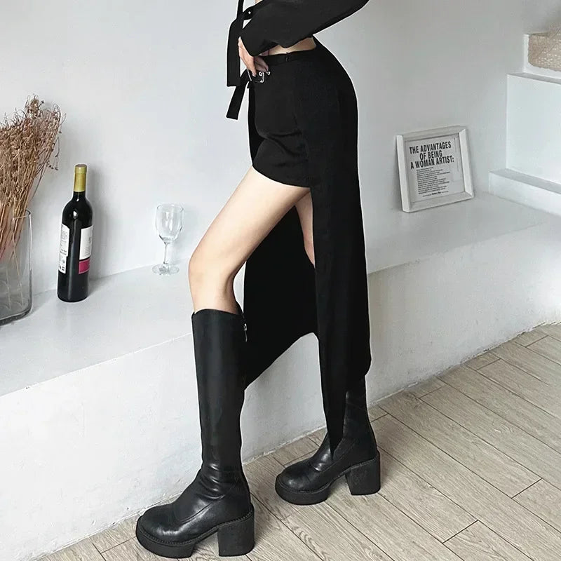 Techwear Patchwork Cargo Skirt