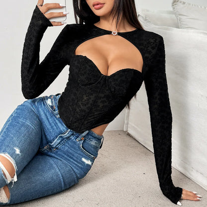 Fishbone Diamond Shaping Slim Crop Top