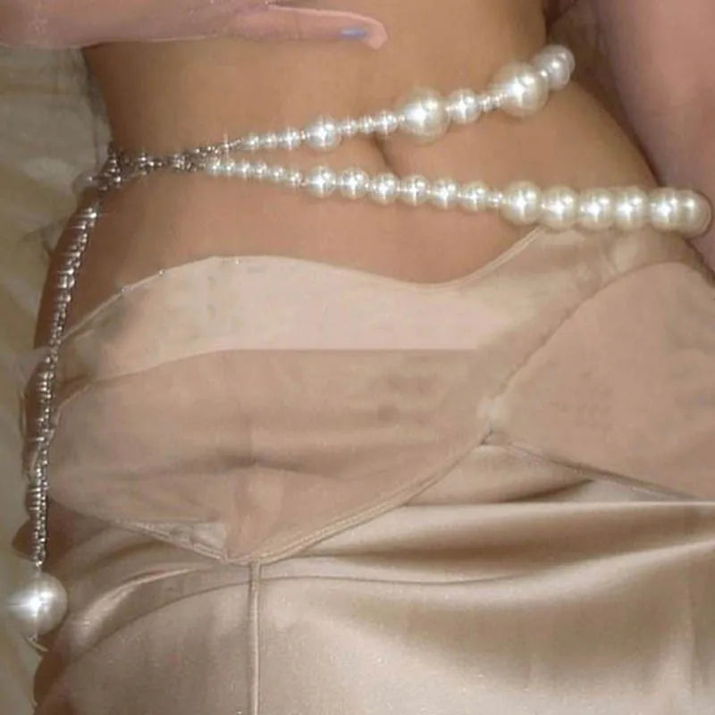 Geometric Gothic Pearl Waist Chain Belt Main image