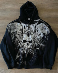 Gothic Skull Pattern Zip Hoodie