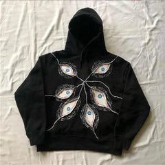 Gothic Retro Eye Patchwork Hoodie