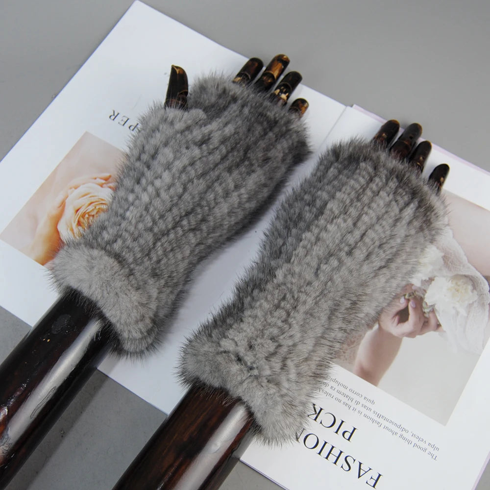 Winter Warm Fingerless Mink Fur Gloves Secondary image