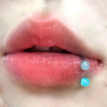 Star Pendant Red Eye Skull Gothic Lip Stud