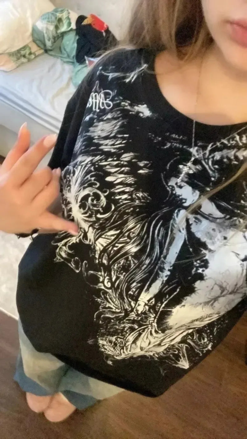 Dying Angel Gothic Oversized T-shirt