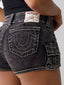 Buddha Embroidered Denim Short