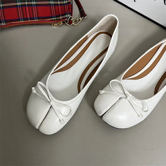 Women Red PU Leather Split Toe Ballet Flat