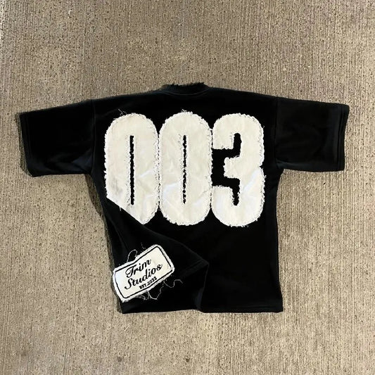 Rock Hip Hop Letter Patch Cotton T-shirt