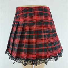 Contrast Lace Plaid Vintage Skirt