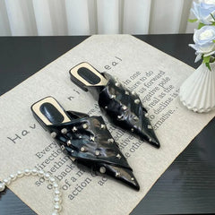 Leather Rivet Flat Gothic Sandal
