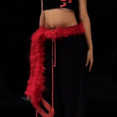 Y2K Gothic Punk Fur Plush Waist Chain Belt